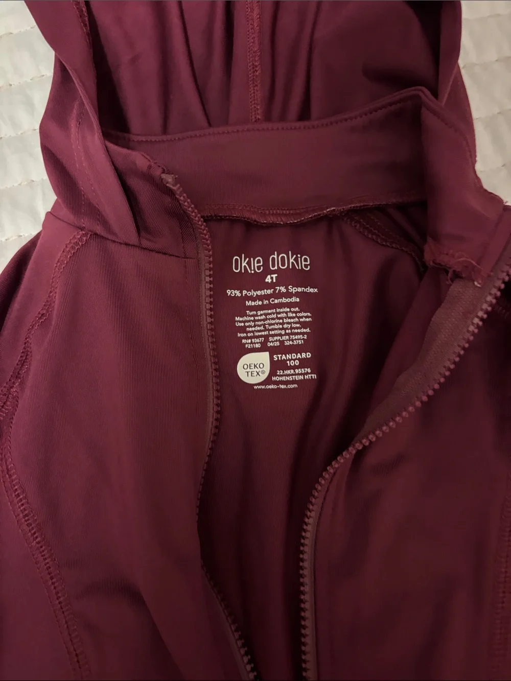 okie dokie Maroon Hooded Zip Jacket